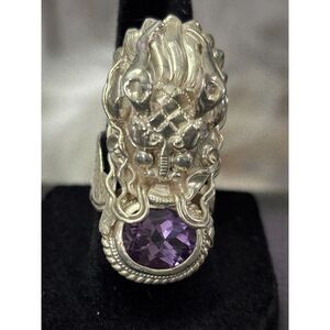 Vintage Large Nepal Dragon Sterling Silver Ring 8